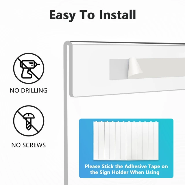 Alt view image 4 of 7 - Acrylic Sign Holder 8.5 x 11 Wall Mount, 12 Pack, Landscape Includes Strong Double-Sided Tape, Easy Insert and Replace Document and Flyer, Acrylic Frame for Office, Home, Store