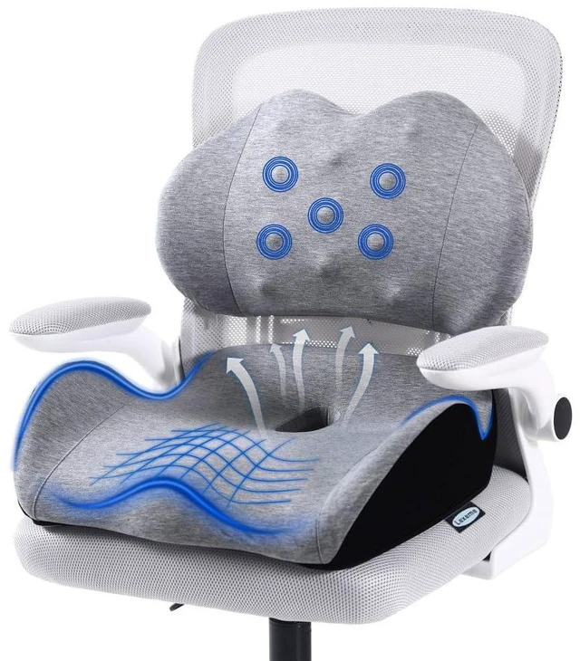 Main image of X Large Memory Foam Seat Cushion Lumbar Support Pillow for Sciatica & Tailbone Pressure Relief Coccyx Pad for Office Chair, Car,Wheelchair,Home,Office