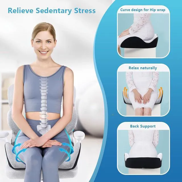 Alt view image 3 of 7 - X Large Memory Foam Seat Cushion Lumbar Support Pillow for Sciatica & Tailbone Pressure Relief Coccyx Pad for Office Chair, Car,Wheelchair,Home,Office