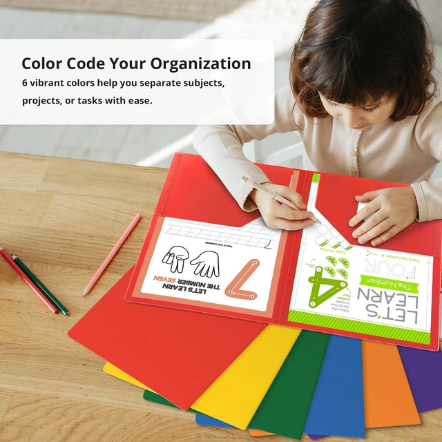 Alt view image 3 of 7 - Plastic Folders with Pockets (18 Pack, Assorted Bright Colors), 2-Pocket Folders with Business Card Slot, Heavy Duty, Fit Letter Size Documents, Perfect for School, Office & Business