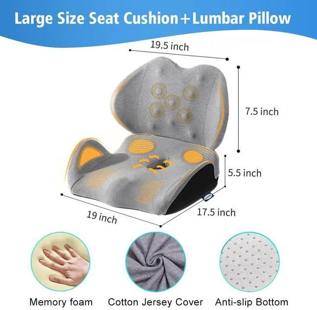 Alt view image 6 of 7 - X Large Memory Foam Seat Cushion Lumbar Support Pillow for Sciatica & Tailbone Pressure Relief Coccyx Pad for Office Chair, Car,Wheelchair,Home,Office