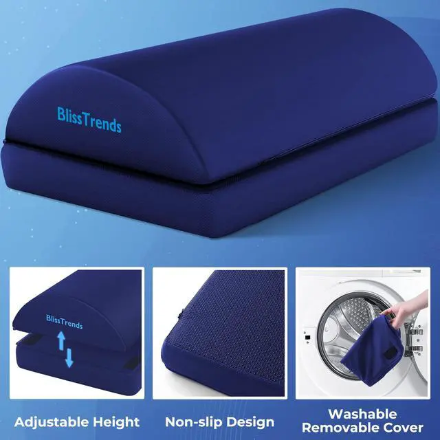 Alt view image 4 of 7 - Foot Rest Under Desk, Foot Stool with 2 Adjustable Heights Comfortable Footrest with Washable Cover for Car,Home and Office to Relieve Back,Lumbar,Knee Pain(XX-Large, Blue)