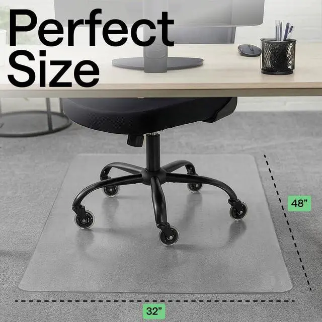 Alt view image 6 of 7 - Office Chair Mat for Carpet Floors, Heavy Duty, 32x48 Clear Easy Glide Slip Resistant Mats Under Desk, Carpeted Floor Protector for Work and Gaming Rolling Chairs, Computer Accessories