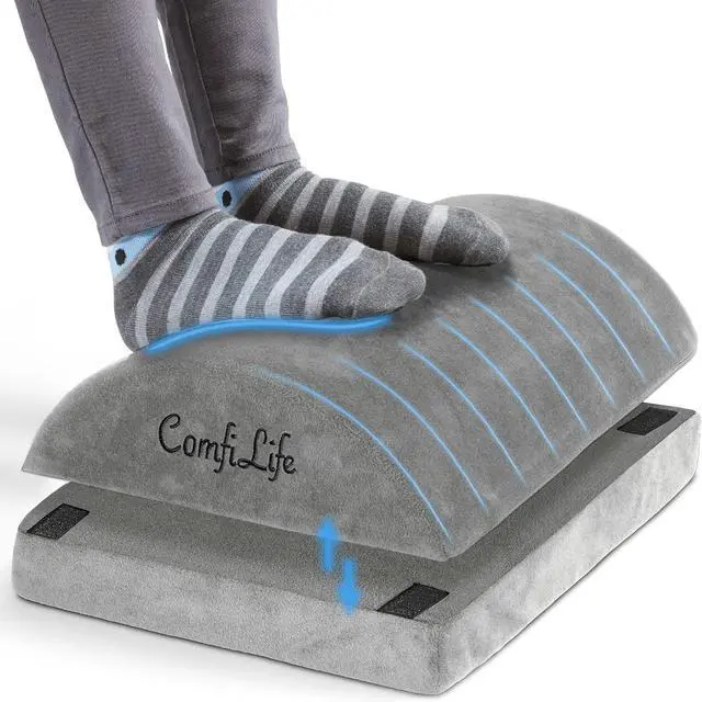Main image of Foot Rest for Under Desk at Work Adjustable Height Memory Foam Foot Stool for Under Desk, Office Chair & Gaming Chair Ergonomic Footrest for Back & Hip Pain Relief (Gray)