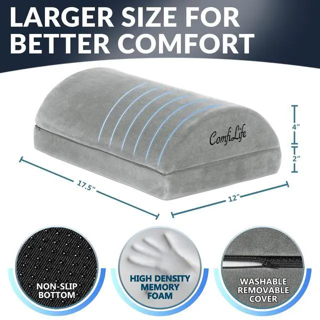 Alt view image 5 of 7 - Foot Rest for Under Desk at Work Adjustable Height Memory Foam Foot Stool for Under Desk, Office Chair & Gaming Chair Ergonomic Footrest for Back & Hip Pain Relief (Gray)