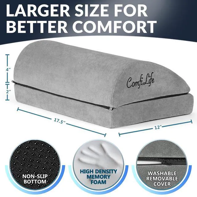 Alt view image 5 of 7 - Foot Rest for Under Desk at Work Adjustable Desk FootRest for Office Chair, Gaming Accessories Ergonomic Teardrop Design for Back, Hip & Leg Pain Relief 100% Memory Foam (Gray)