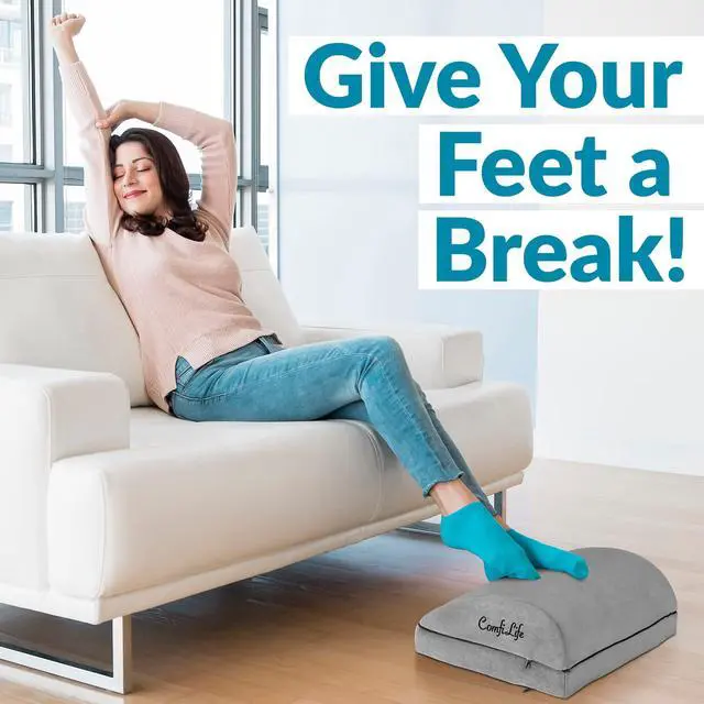 Alt view image 7 of 7 - Foot Rest for Under Desk at Work Adjustable Desk FootRest for Office Chair, Gaming Accessories Ergonomic Teardrop Design for Back, Hip & Leg Pain Relief 100% Memory Foam (Gray)