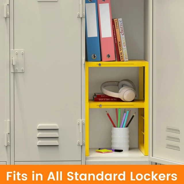 Alt view image 4 of 7 - Locker Organizer Shelf Yellow, Metal Adjustable Width & Height Shelf Ideal Locker Shelf Fits Standard Size School, Office, and Gym Lockers, Locker Storage Organization, Locker Accessories Stuff
