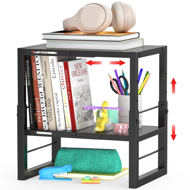 Main image of Locker Organizer Shelf School, Adjustable Width and Height, Stackable Metal Locker Storage Organization, Ideal Locker Fits Standard Size School, Office, and Gym Lockers, Black