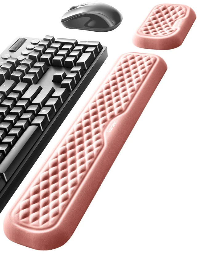 Main image of Wrist Rest for Keyboard and Mouse, Computer Ergonomic Wrist Support Pad, Soft Memory Foam Arm Cushion for Desk, Palm Hand Office Laptop Typing-Pink