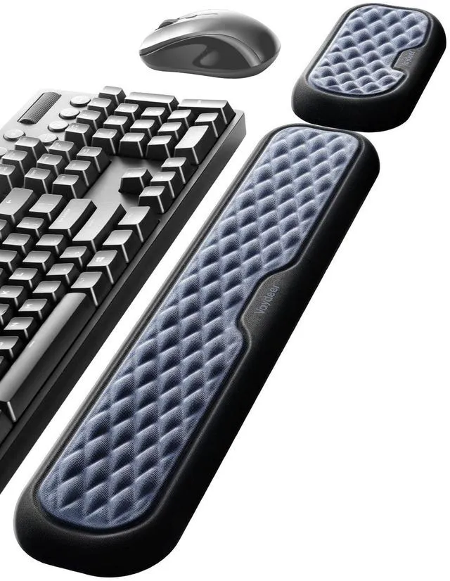Main image of Wrist Rest for Keyboard and Mouse, Computer Ergonomic Wrist Support Pad, Soft Memory Foam Arm Cushion for Desk, Palm Hand Office Laptop Typing-Dark Blue and Black