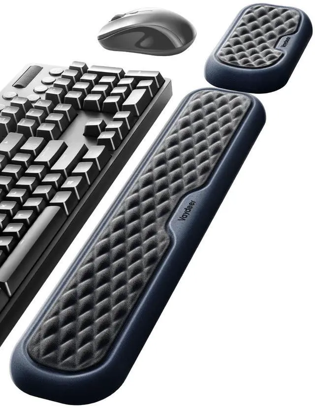 Main image of Wrist Rest for Keyboard and Mouse, Computer Ergonomic Wrist Support Pad, Soft Memory Foam Arm Cushion for Desk, Palm Hand Office Laptop Typing-Dark Black and Blue