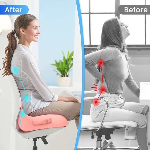 Alt view image 7 of 7 - Extra Large Seat Cushion, Sciatica Support for Office Chair, Pink Ergonomic Office Chair Cushion for Hip & Tailbone Pain Relief, Memory Foam Cushion for Car, Long Trip, Desk Chair, Lab