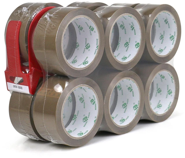 Main image of Brown Packing Tape Refills, Heavy Duty 12Rolls with 1 Dispenser for Packaging, Shipping and Moving, 2.6Mil 1.88 Inch x 60 Yard