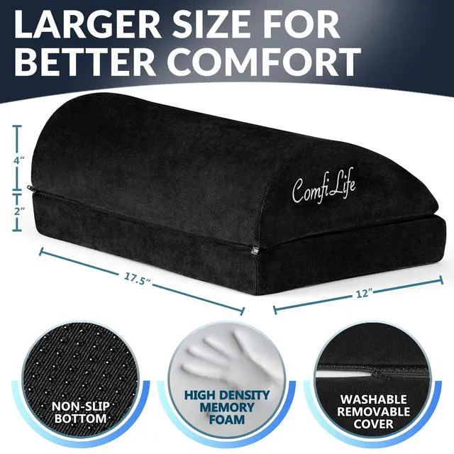 Alt view image 5 of 7 - Foot Rest for Under Desk at Work Adjustable Desk FootRest for Office Chair, Gaming Accessories Ergonomic Teardrop Design for Back, Hip & Leg Pain Relief 100% Memory Foam (Black)
