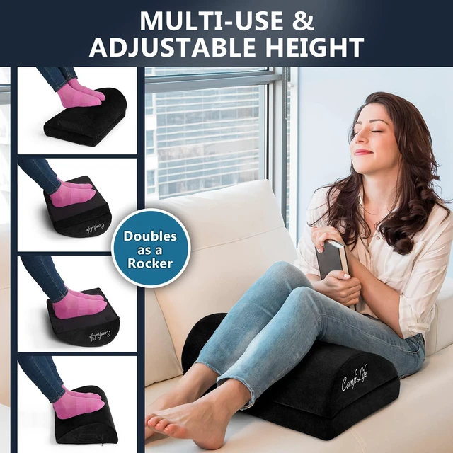 Alt view image 6 of 7 - Foot Rest for Under Desk at Work Adjustable Desk FootRest for Office Chair, Gaming Accessories Ergonomic Teardrop Design for Back, Hip & Leg Pain Relief 100% Memory Foam (Black)