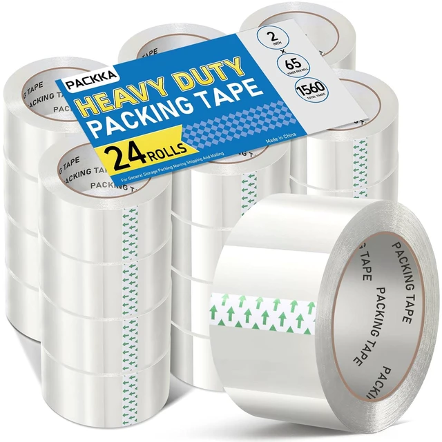 Main image of Clear Packing Tape, Heavy Duty Packaging Tape Refills 24 Rolls, 2 inch x 65 Yards, Shipping Tape Box Tape Mailing Tape for Shipping Packaging Moving Sealing and Storage
