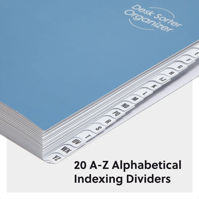 Alt view image 2 of 7 - Expandable Alphabetic File Sorter Dark Blue | Letter Size | 20 Dividers | Laminated Tabs | Pack of 5