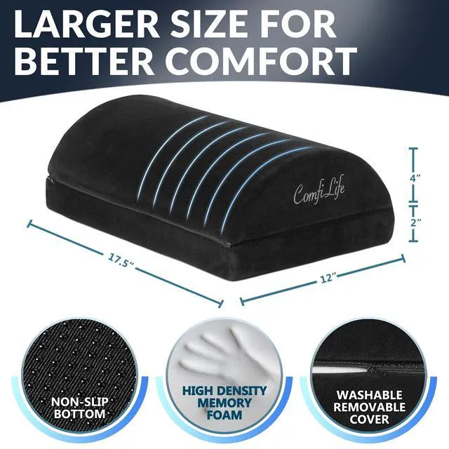 Alt view image 5 of 7 - Foot Rest for Under Desk at Work Adjustable Height Memory Foam Foot Stool for Under Desk, Office Chair & Gaming Chair Ergonomic Footrest for Back & Hip Pain Relief (Black)