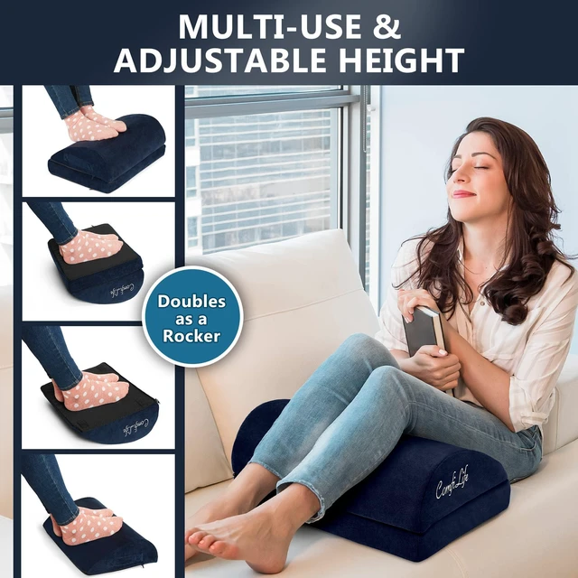 Alt view image 6 of 7 - Foot Rest for Under Desk at Work Adjustable Desk FootRest for Office Chair, Gaming Accessories Ergonomic Teardrop Design for Back, Hip & Leg Pain Relief 100% Memory Foam (Navy)