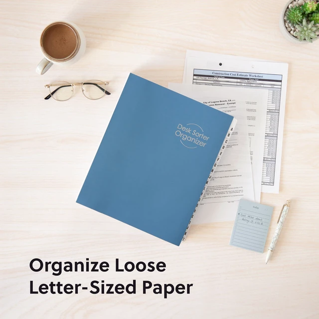 Alt view image 3 of 7 - Expandable Alphabetic File Sorter Dark Blue | Letter Size | 20 Dividers | Laminated Tabs | Pack of 5