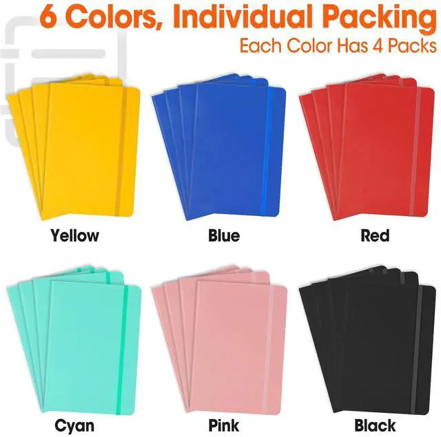 Alt view image 3 of 7 - 24 Pack Lined Journal Notebook for Work, 200 Pages, Medium 5.5" x 8.3", A5 College Ruled Notebook, 6 Colors, Hardcover Journaling Notebooks for Writing, Note Taking