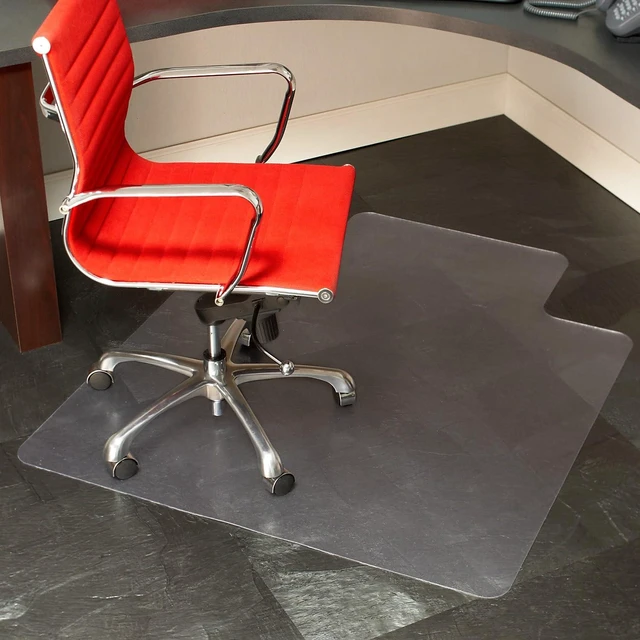 Alt view image 2 of 7 - Office Chair Mat, Clear, Hard Floors, 48x36 Inch, Textured Extended under-desk coverage with smooth glide on hard flooring surfaces
