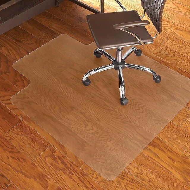 Alt view image 3 of 7 - Office Chair Mat, Clear, Hard Floors, 48x36 Inch, Textured Extended under-desk coverage with smooth glide on hard flooring surfaces