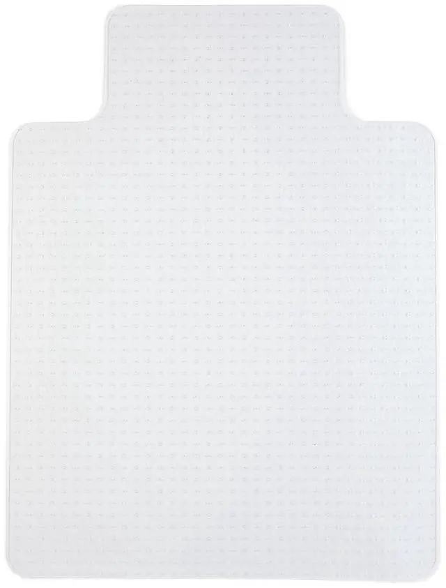 Main image of Office Chair Mat, Clear, 35.5x47.5 Inch, Flat-Pile Carpet, with Lip Extended under-desk coverage for smooth chair glide on carpeted office floors