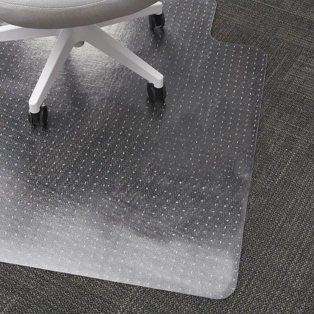 Alt view image 3 of 5 - Office Chair Mat, Clear, 35.5x47.5 Inch, Flat-Pile Carpet, with Lip Extended under-desk coverage for smooth chair glide on carpeted office floors