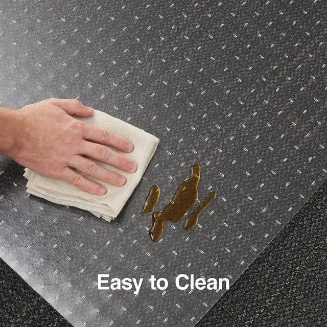 Alt view image 5 of 5 - Office Chair Mat, Clear, 35.5x47.5 Inch, Flat-Pile Carpet, with Lip Extended under-desk coverage for smooth chair glide on carpeted office floors