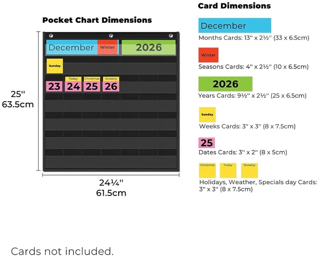 Alt view image 3 of 7 - Classroom Monthly Calendar Pocket Chart for 2.75 * 2.75 Cards,Homeschool Supplies and Classroom Must Haves! Only Chart(Black)