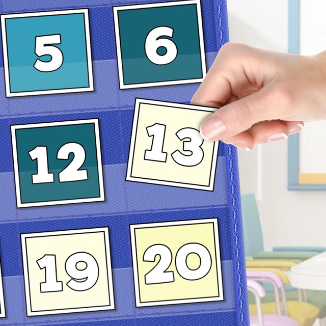 Alt view image 5 of 7 - Classroom Monthly Calendar Pocket Chart for 2.75 * 2.75 Cards,Homeschool Supplies and Classroom Must Haves! Only Chart(Blue)