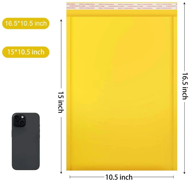 Alt view image 2 of 6 - Kraft bubble mailers 10.5x15 Inch 50 Pack,Self-Sealing Paper Envelopes for Packaging,Strong Adhesion Envelope Mailers, Waterproof Cushioned Padded Shipping Bags Yellow #5