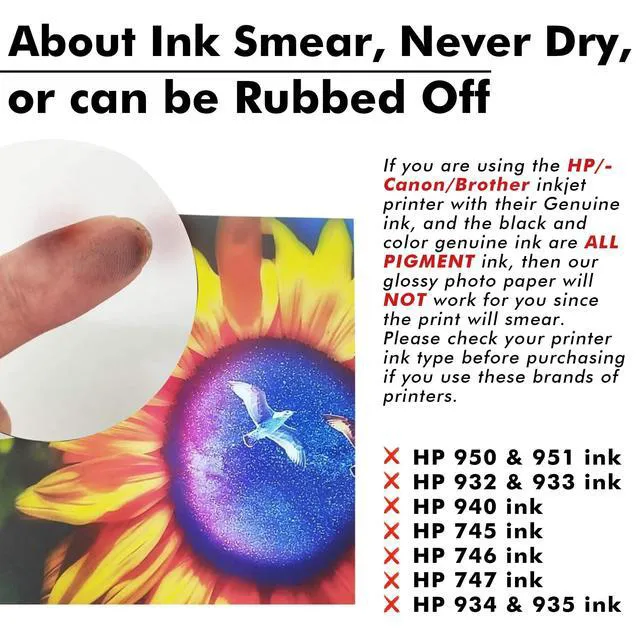 Alt view image 3 of 7 - Glossy Inkjet Photo Paper 13X19 Inches 48lb 100 Sheets Glossy Photographic Paper Compatible with Inkjet Printer Use Dye Ink 180GSM