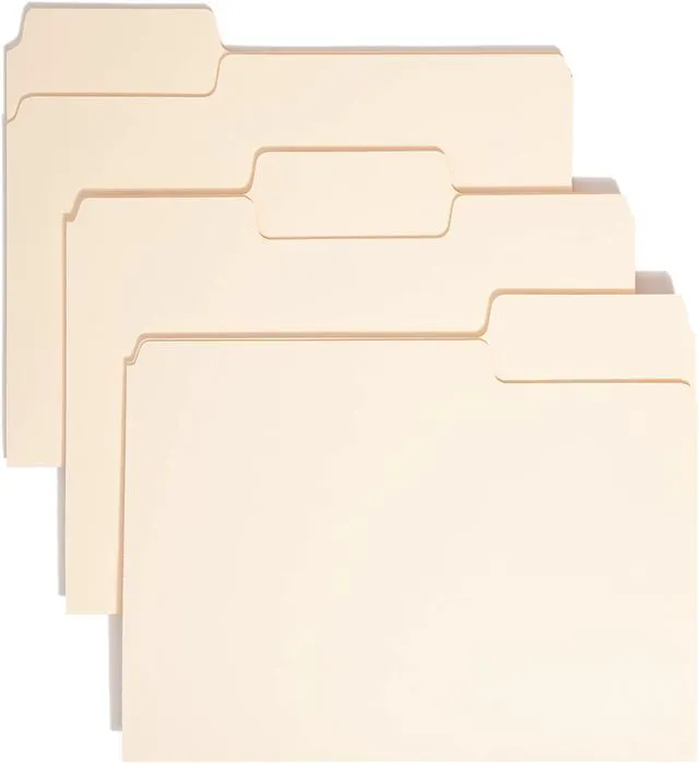 Main image of SuperTab Heavyweight File Folder,Oversized 1/3-Cut Tab,Letter Size,Manila,50 Per Box (10401),(Pack of 5)