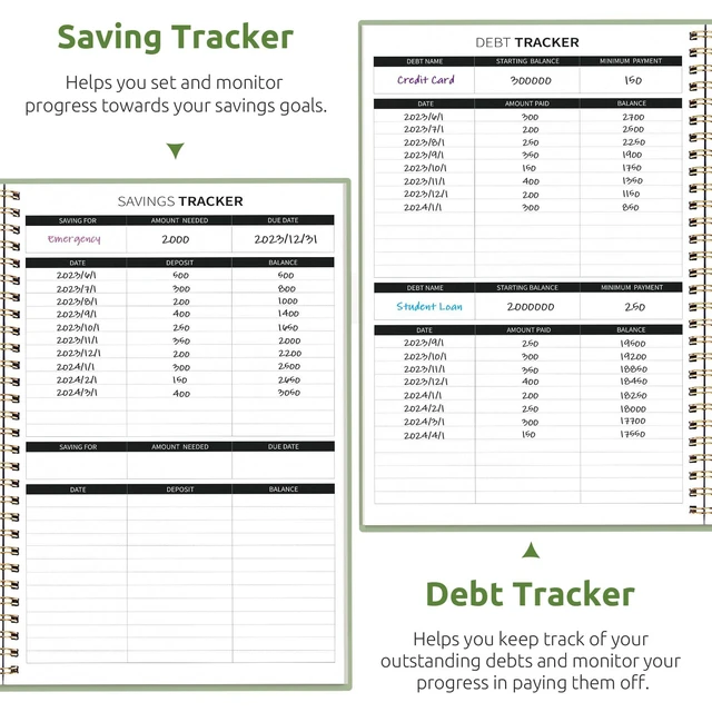 Alt view image 5 of 7 - Budget Planner, Undated Budget Book with Expense Tracker, 6.9" x 9.9" Monthly Budget Planner Bill Organizer, Account Book to Track Money and Finances, 150 Pages, Green