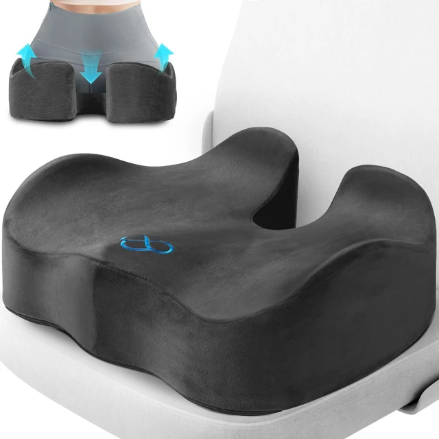 Main image of Seat Cushion, Office Chair Cushions, 5.28 in Thick (Grey) Anti-Slip Back & Removable Cover, Ergonomic Tailbone Support Seat Cushion, Memory Foam Seat Cushion for Office