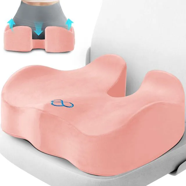 Main image of Seat Cushion, Office Chair Cushions, 5.28 in Thick (Pink) Anti-Slip Back & Removable Cover, Ergonomic Tailbone Support Seat Cushion, Memory Foam Seat Cushion for Office