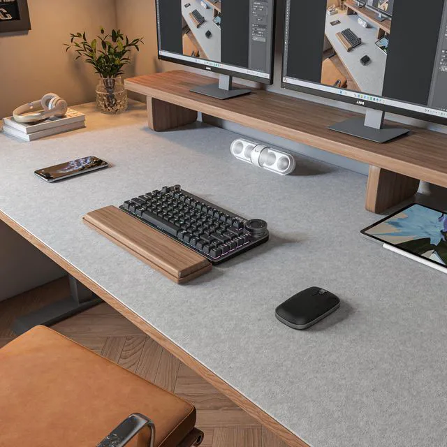 Main image of Large Felt Desk Mat, 47.2"x 23.6", Desk Pad for Office and Home Non-Slip 120x60cm Full Table Mouse Pad, Keyboard Mat for Desk, Desktop Protection (Light Gray)