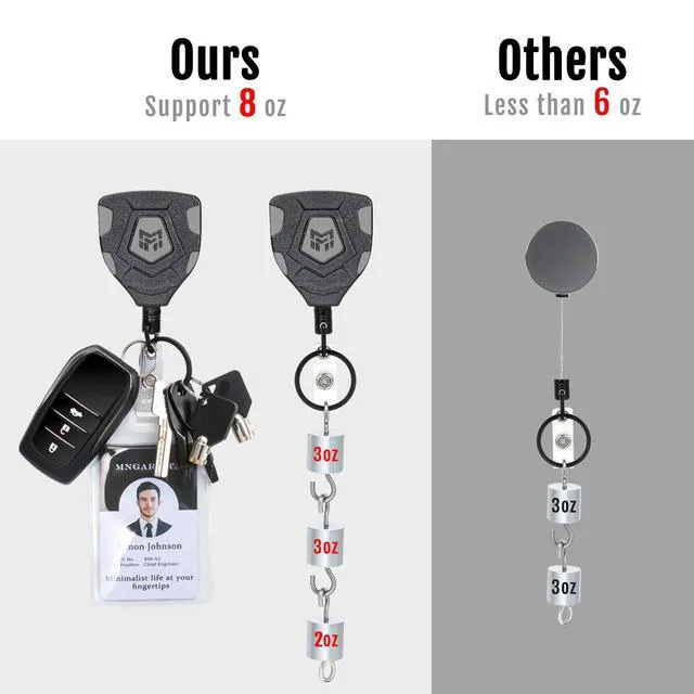 Alt view image 4 of 6 - Heavy Duty Retractable Badge Reel, 8 oz 31.5'' Keychain, 4 Pack heavy duty badge reel, 8 oz pull force, 31.5'' retractable keychain, reinforced PC housing, durable steel wire cord