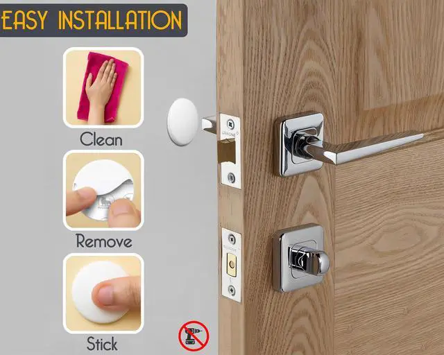 Alt view image 3 of 7 - ® Door Stoppers - Medium 2" (12 Pack) - Strong Adhesive Backing Quiet & Shock Absorbing Silicone Door Stoppers for Walls - Door Knob Wall Protector - Door Stop Bumper - Prevent Wall Damage