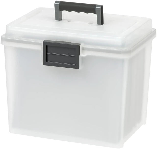Main image of WeatherPro Portable File Box Organizer, 19 Qt. Pearl Store and transport letter size files, documents and records with weather resistant protection and secure latching