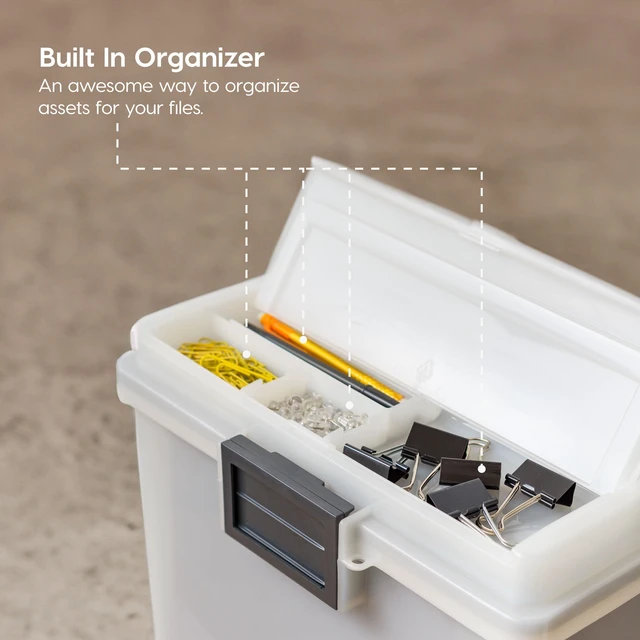 Alt view image 5 of 7 - WeatherPro Portable File Box Organizer, 19 Qt. Pearl Store and transport letter size files, documents and records with weather resistant protection and secure latching