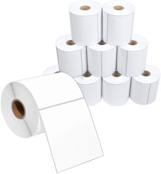 Main image of 4" X 4 Direct Thermal Labels (3500 Count, 10 Rolls) Perforated Postage Shipping Labels, UPC Barcode Stickers for Inventory - Compatible With Zebra and Rollo Printers