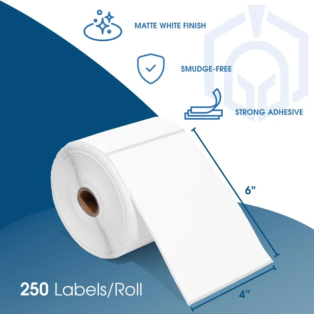 Alt view image 2 of 7 - 4" X 6" Direct Thermal Labels (2500 Count, 10 Rolls) - Printable Postage 4X6 Shipping Labels for Packages and Returns - Compatible With Zebra and Rollo Printers