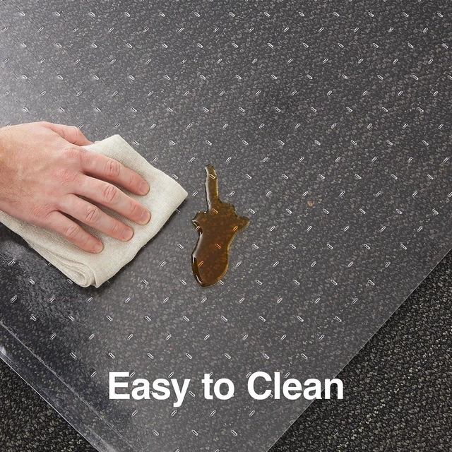 Alt view image 4 of 5 - Office Chair Mat, Clear, 48x36 Inch, Low-Pile Carpet, with Lip Extended under-desk coverage and smooth glide for carpeted office floors