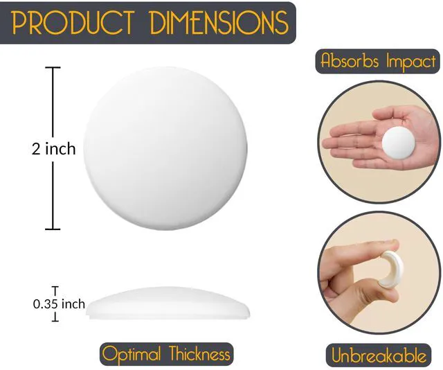Alt view image 2 of 7 - ® Door Stoppers - Medium 2" (12 Pack) - Strong Adhesive Backing Quiet & Shock Absorbing Silicone Door Stoppers for Walls - Door Knob Wall Protector - Door Stop Bumper - Prevent Wall Damage