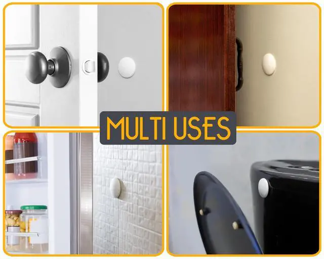 Alt view image 7 of 7 - ® Door Stoppers - Medium 2" (12 Pack) - Strong Adhesive Backing Quiet & Shock Absorbing Silicone Door Stoppers for Walls - Door Knob Wall Protector - Door Stop Bumper - Prevent Wall Damage