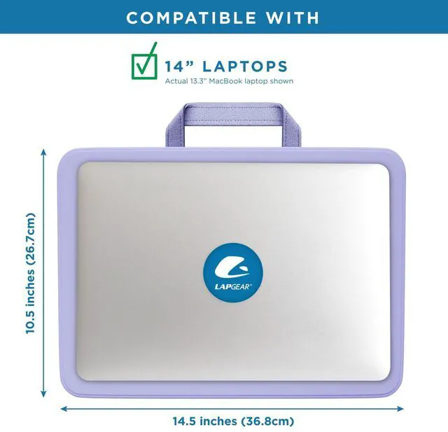 Alt view image 3 of 7 - Compact Lap Desk Purple Amethyst, Fits 14" Laptops Microbead Cushion, Built-In Pencil Slot, Carry Handle, Fits Standard Letter-Size Paper (8.5" × 11")